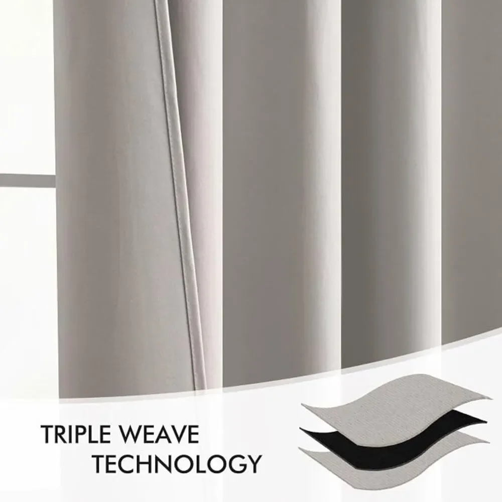 Brand New - Miulee Stone Extra-Long Blackout Curtains – Set of 2